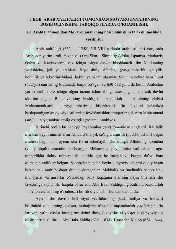 Arab istelosi tarixshunosligi kurs ishi 7
