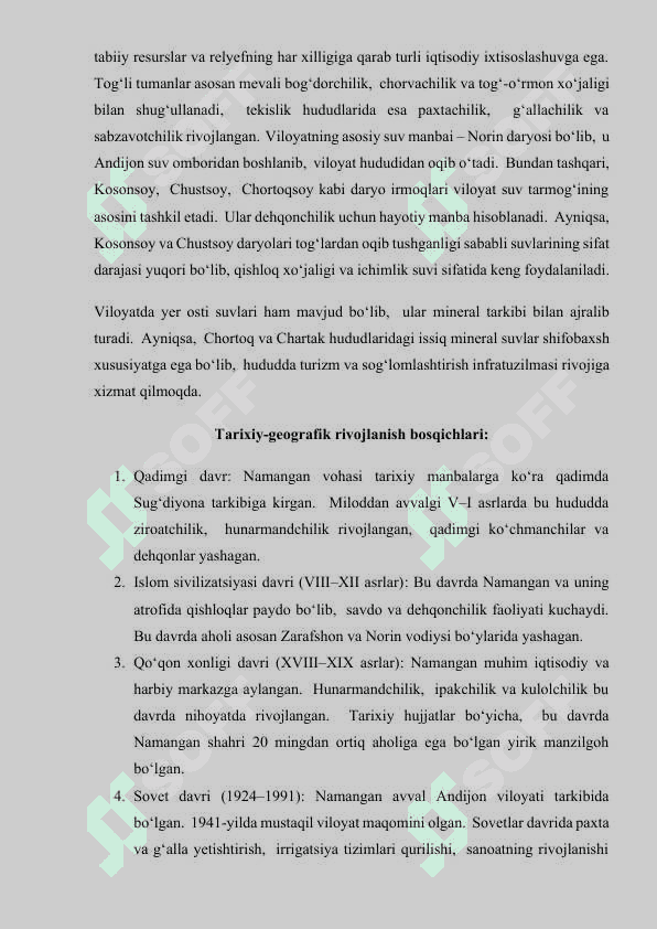 “Ma`muriy-hududiy tarkibi va ijtimoiy-iqtisodiy rivojlanish xususiyatlari. (Namangan viloyati misolida) 8