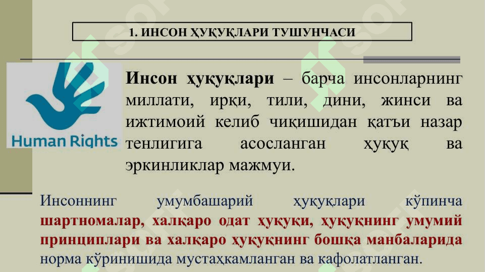 ИНСОН ҲУҚУҚЛАРИ ТУШУНЧАСИ ВА ТУРЛАРИ 3