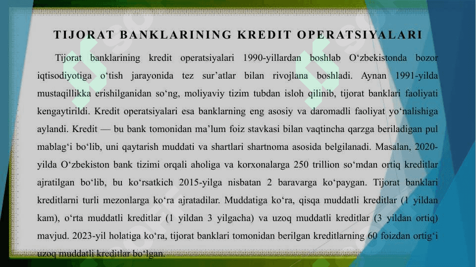 Tijorat banklarining kredit operatsiyalari 2