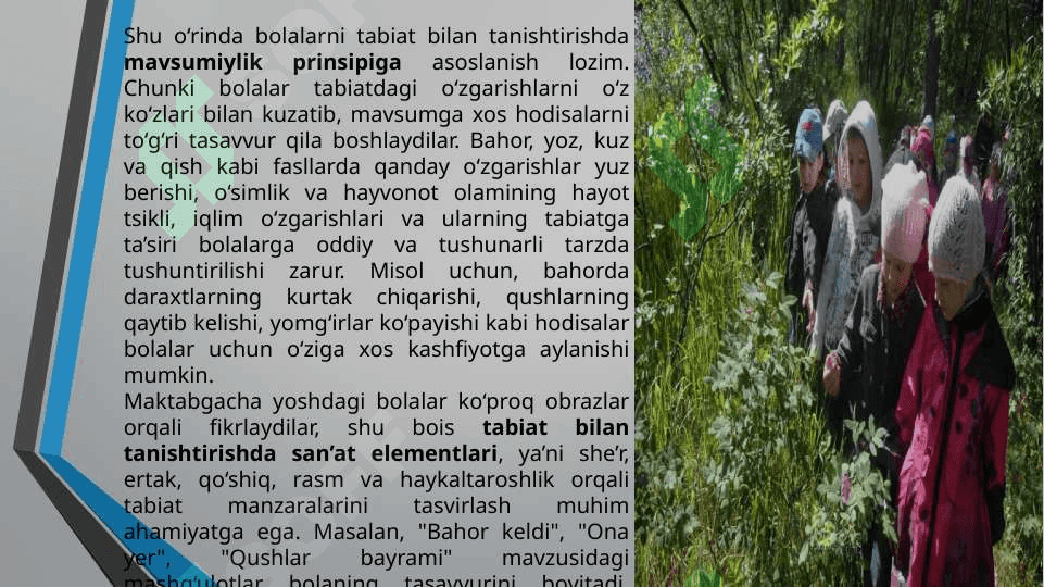 Bolalarni tabiat bilan tanishtirish maqsadi teXnalogyasi va usullari  t.pptx 5