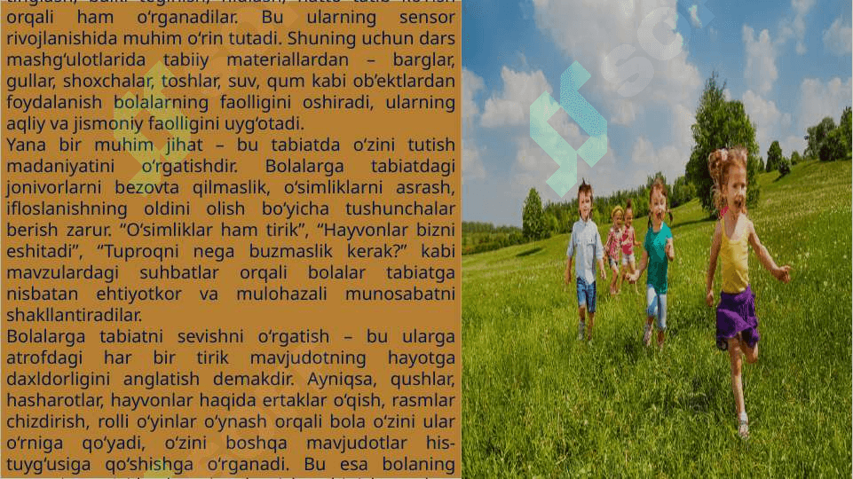 Bolalarni tabiat bilan tanishtirish maqsadi teXnalogyasi va usullari  t.pptx 8