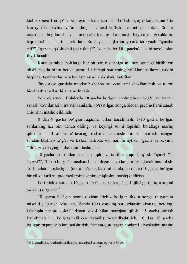 Maktabgacha ta’lim muassasalarida son-sanoq va miqdorga oid tasavvurlarni shakllantirishga doir ijodiy mashg‘ulotlarni tashkil etish yuzasidan mashg‘ulot ishlanmalari yaratish.docx 1