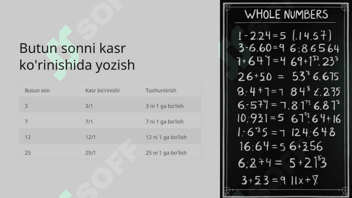 5-sinf Sonlarni bo'lishni kasr ko'rinishida ifodalash 7