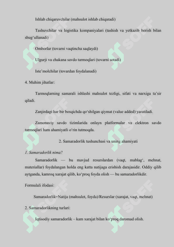 Tovar harakati tarmoqlari samaradorligini baholash 3