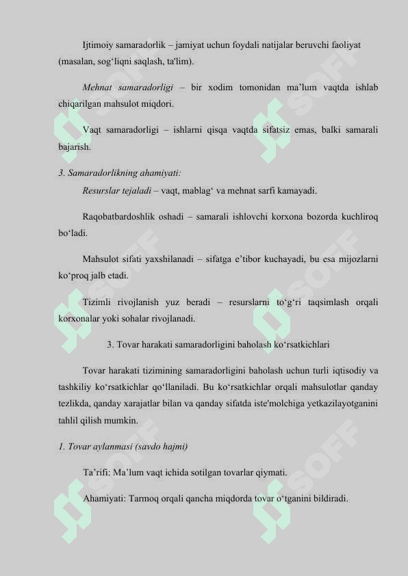 Tovar harakati tarmoqlari samaradorligini baholash 4