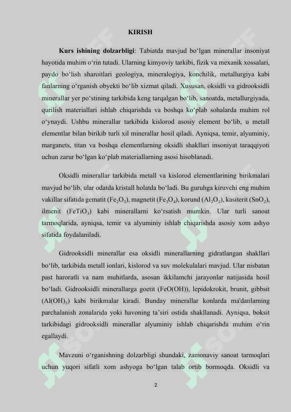 Oksidli va gidrooksidli minerallar 2