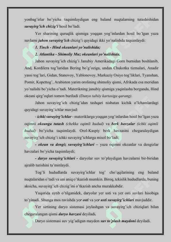 Daryolar haqidagi umumgeografik ma`lumotlar 4