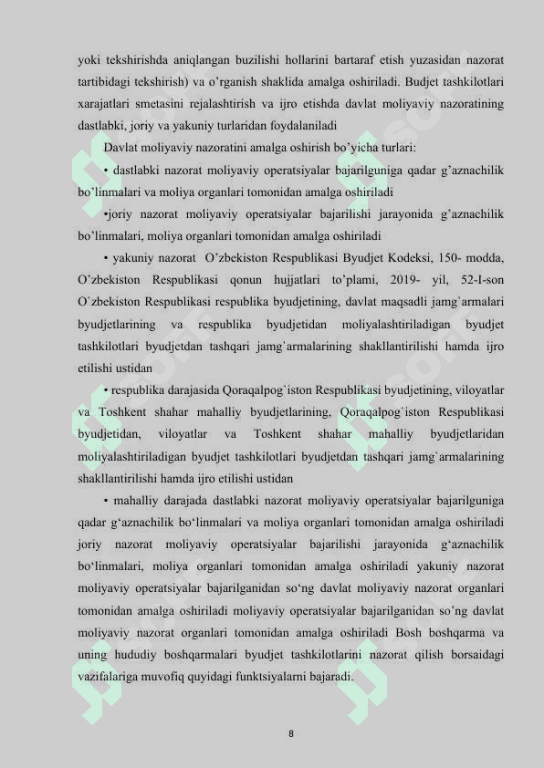 Byudjet jarayonini tashkil etishda o'zbekiston respublikasi moliya vazirligining o'rni va ahamiyati 7