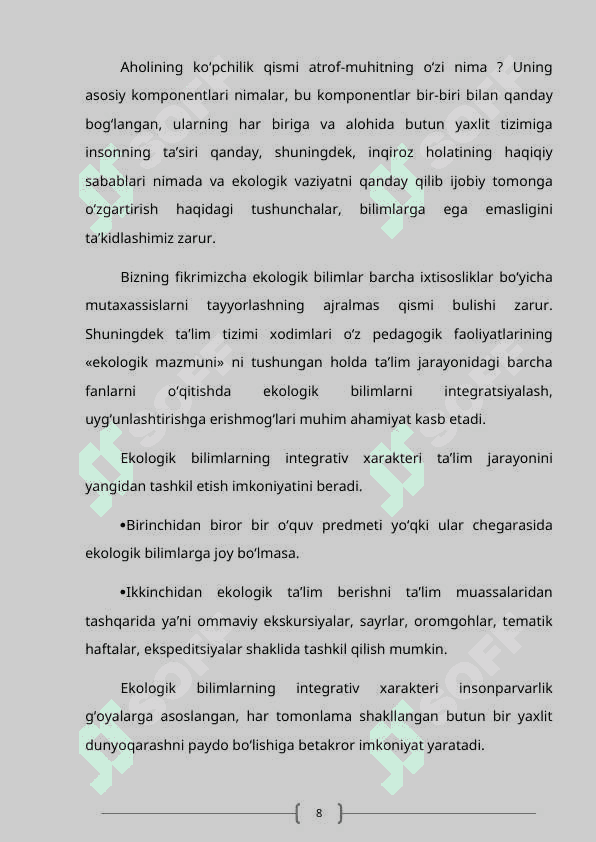 Ekskursiya Boshlang'ich sinf o'quvchilariga ekologik savodxonlikni oshirish rivojlantirish vositasi sifatida 8