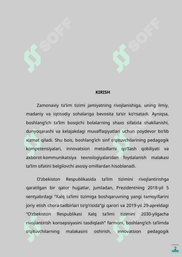 Boshlangʻich sinf oʻqituvchilariga qoʻyiladigan zamonaviy talablar 2