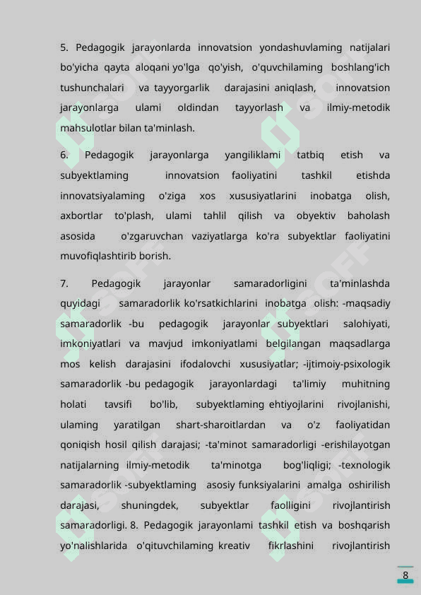 Boshlangʻich sinf oʻqituvchilariga qoʻyiladigan zamonaviy talablar 8