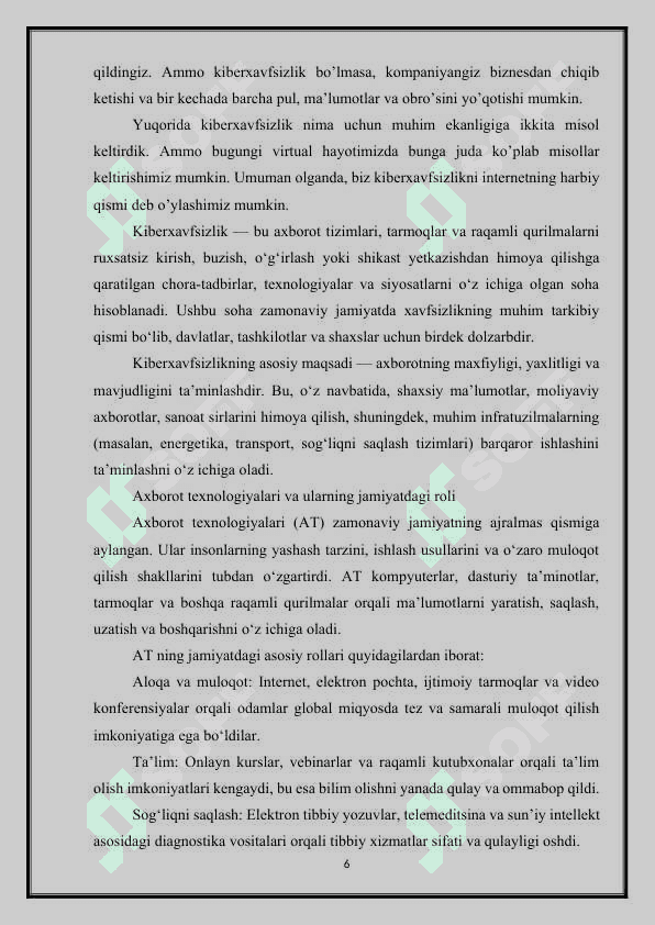 Kiberxavfsizlik va axborot texnologiyalaridagi tahdidlar 6