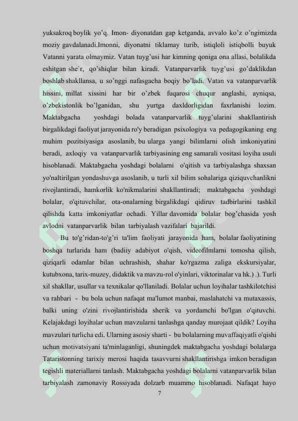 BOLALARNI VATANPARVARLIK RUHIDA TARBIYALASHDA MAKTABGACHA TA’LIM TASHKILOTLARINING O‘RNI..docx 6