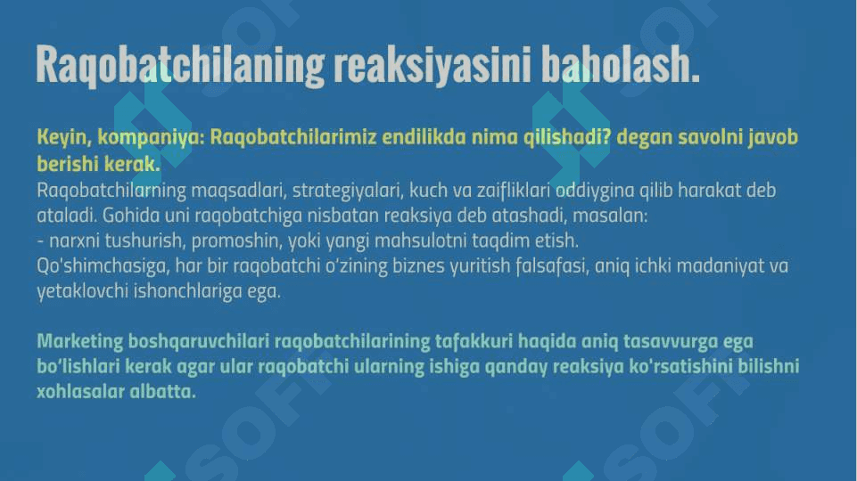 Raqobatli strategiyalar va ularning mazmuni 8