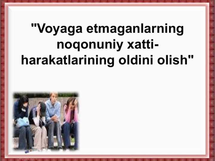 Voyaga etmaganlarning noqonuniy xatti-harakatlarining oldini olish
