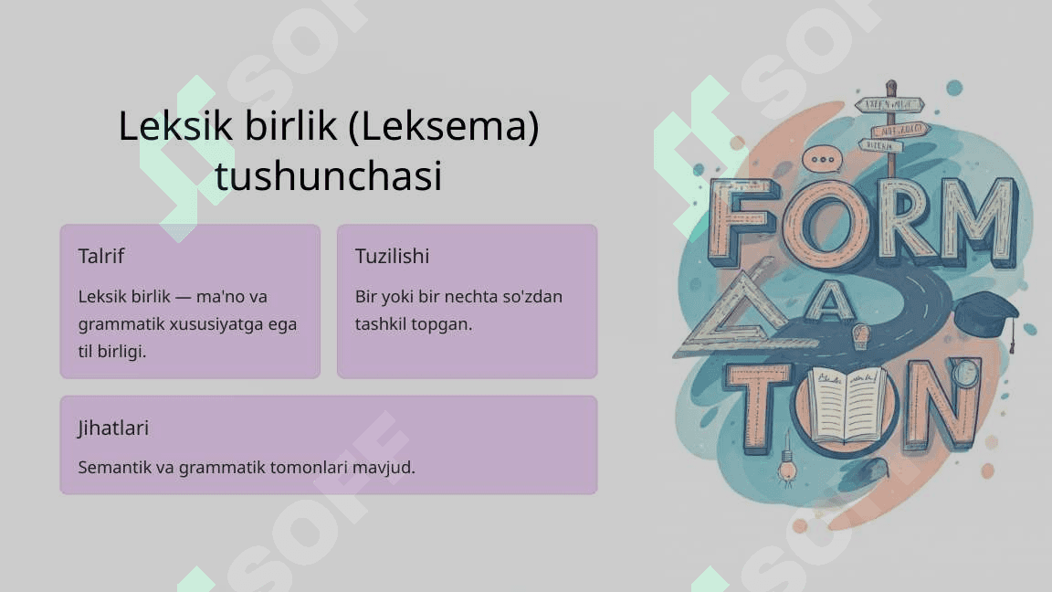 Leksema va so'z munosabati 2