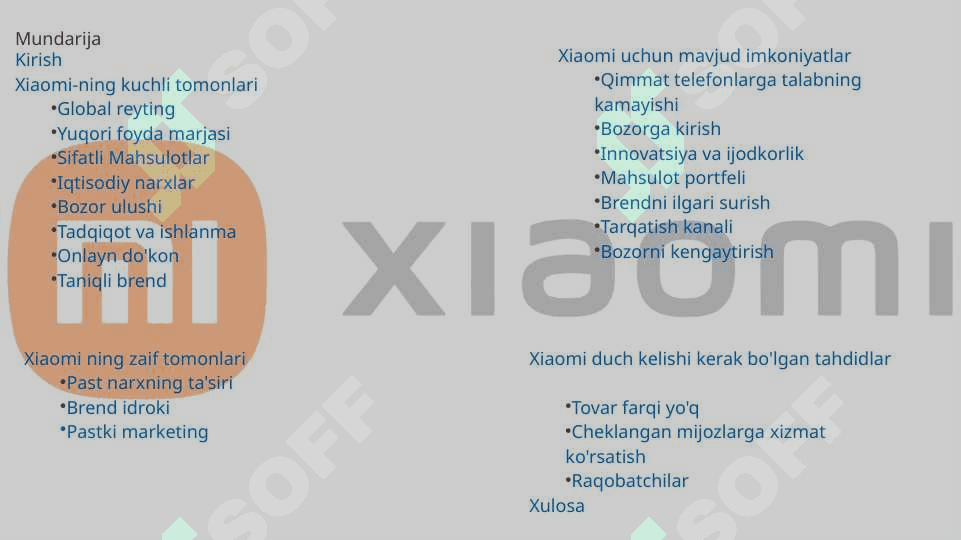 Xiaomi swot tahlili 2