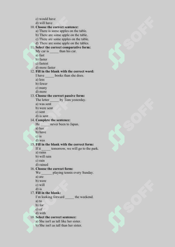 Ingliz tili grammatikasidan 30 talik blok test 2