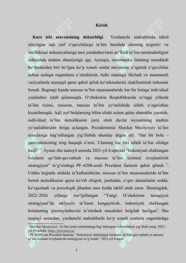 Ko'p xonali sonlarni  raqamlashga  o'rgatish metodikasi  kurs ishi 2