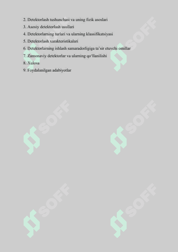 Detektorlash usullari va detektorlash xarakteristikalari 2