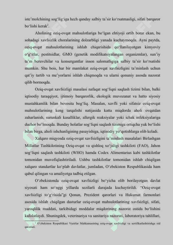 Iste'moldagi oziq-ovqatlarga qo‘yilgan standartlar 5