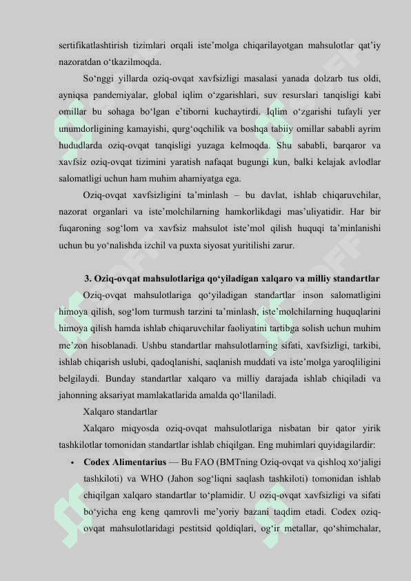 Iste'moldagi oziq-ovqatlarga qo‘yilgan standartlar 6