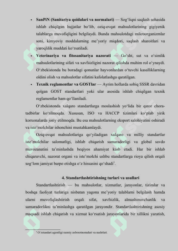 Iste'moldagi oziq-ovqatlarga qo‘yilgan standartlar 8