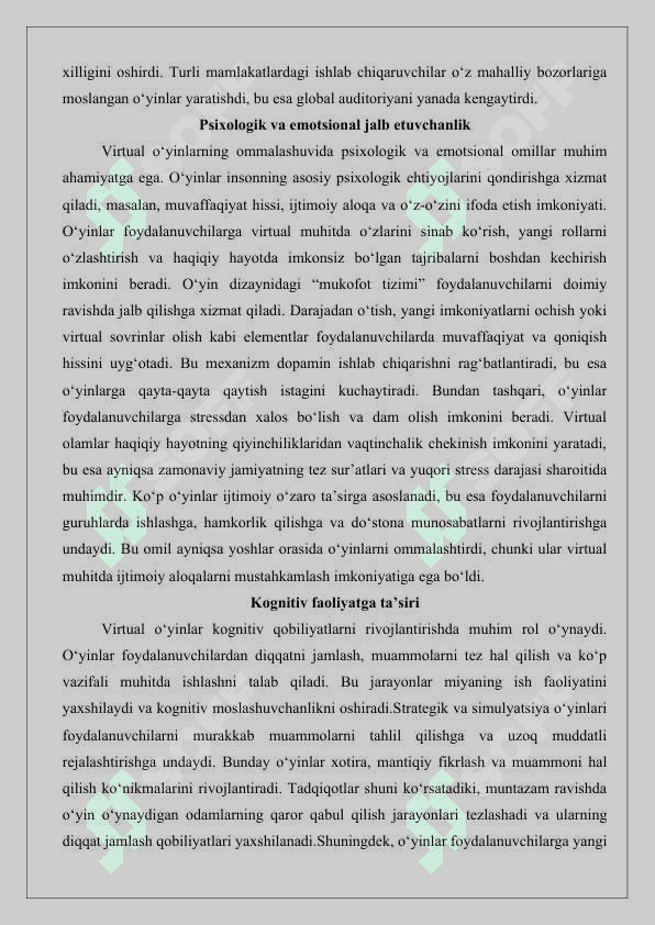 Virtual  o’yinlarning asoratlari 25 8