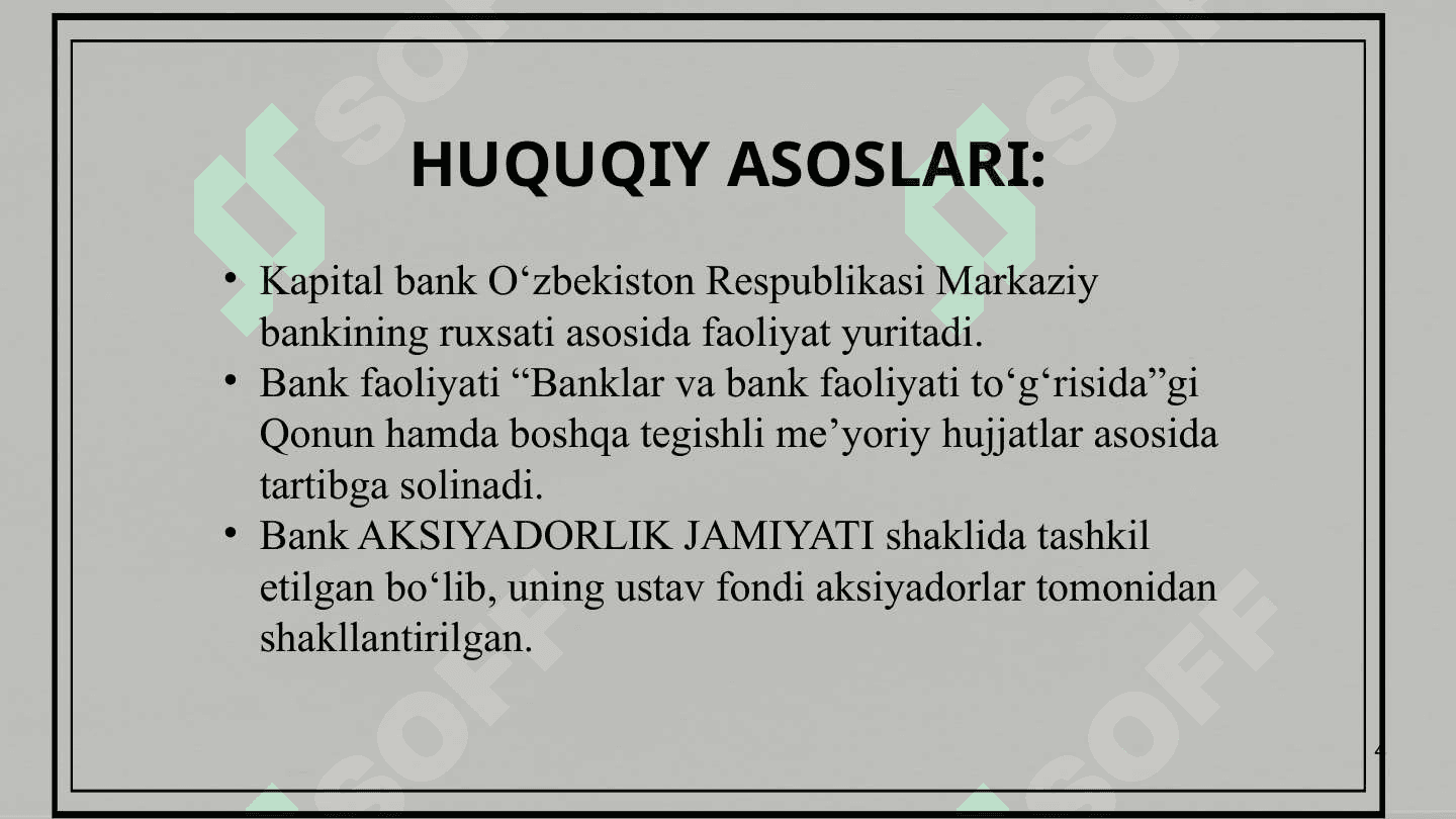 MAVZU: Kapital bank. Haqida 4