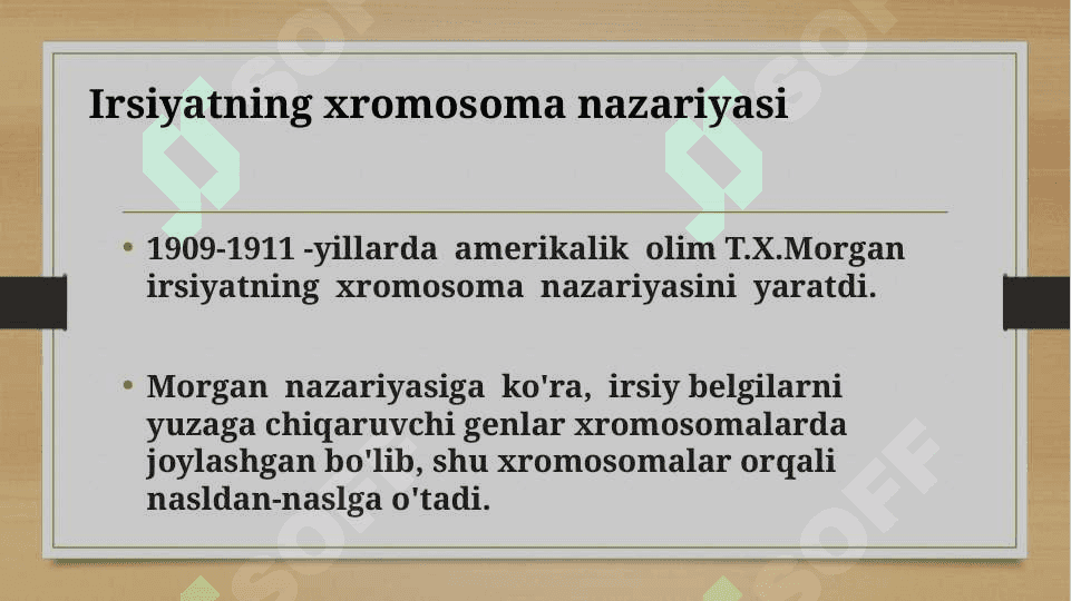 IRSIYATNING XROMOSOMA NAZARIYASI 2