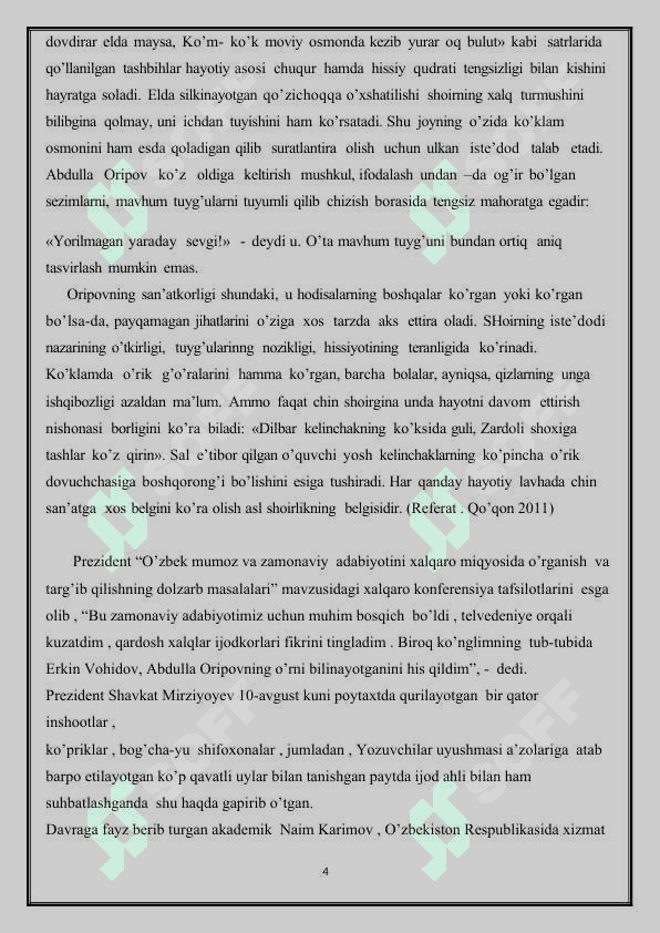 Abdulla Oripov she’riyatida sevgi-muhabbat mavzulari 4