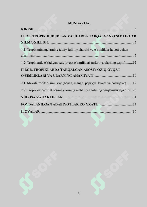 Tropiklarda tarqalgan oziq-ovqat o‘simliklari 2