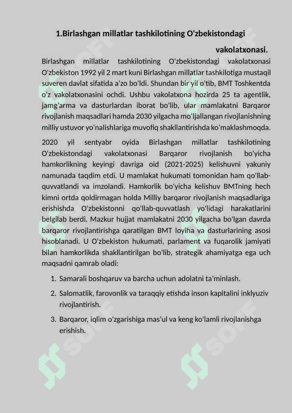 O’zbekiston Respublikasi va Birlashgan Millatlar  Tashkiloti. 4