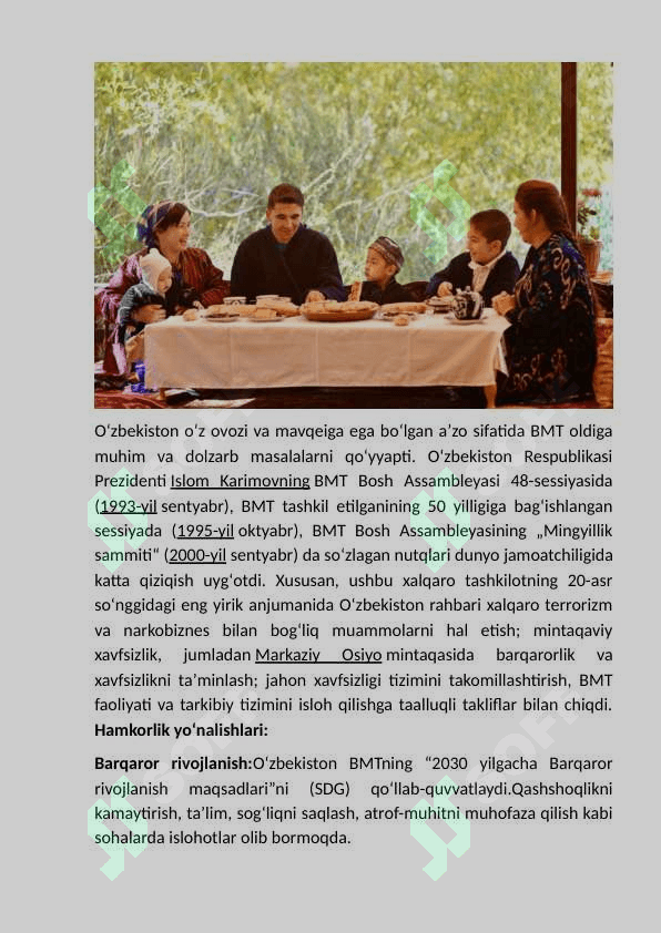 O’zbekiston Respublikasi va Birlashgan Millatlar  Tashkiloti. 7
