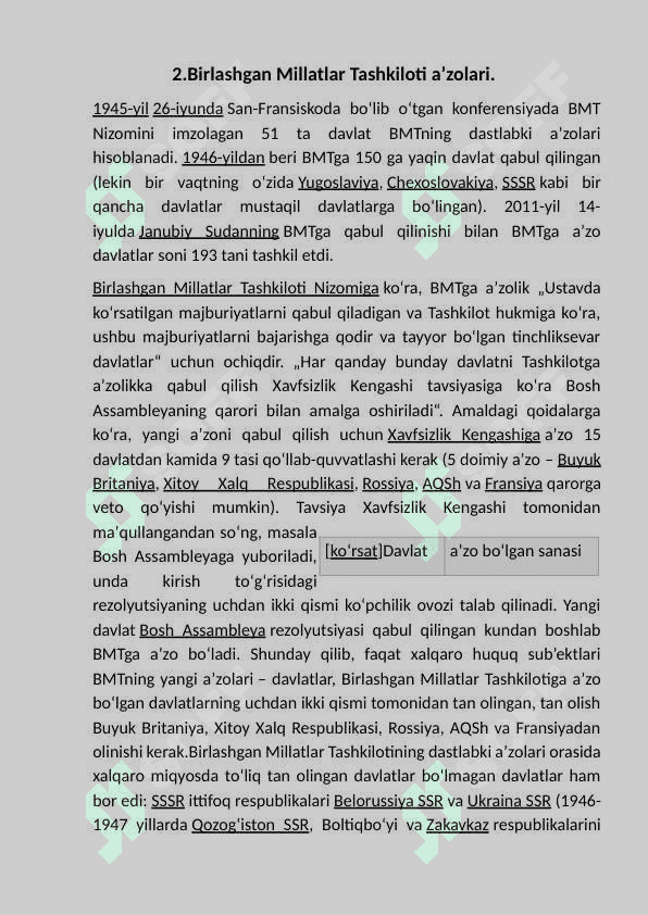O’zbekiston Respublikasi va Birlashgan Millatlar  Tashkiloti. 8