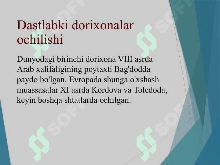 Insoniyat tarixida dorixonalar ochilishi 2