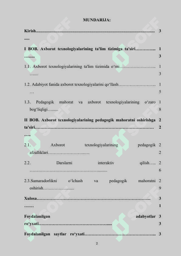 Adabiyot fanini oʻqitishda axborot texnologiyalaridan foydalanish pedagogik mahoratni oshirish omili 2