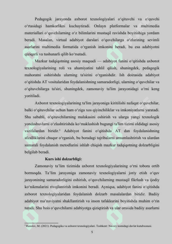 Adabiyot fanini oʻqitishda axborot texnologiyalaridan foydalanish pedagogik mahoratni oshirish omili 5