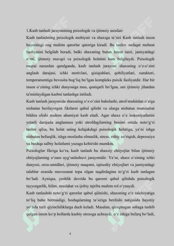 Kasb tanlashga yo‘naltirish va unga qo‘yiladigan talablar 4