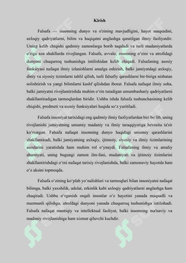 Falsafa tushunchasining kelib chiqishi predmenti va asosiy funkiyalari. 3