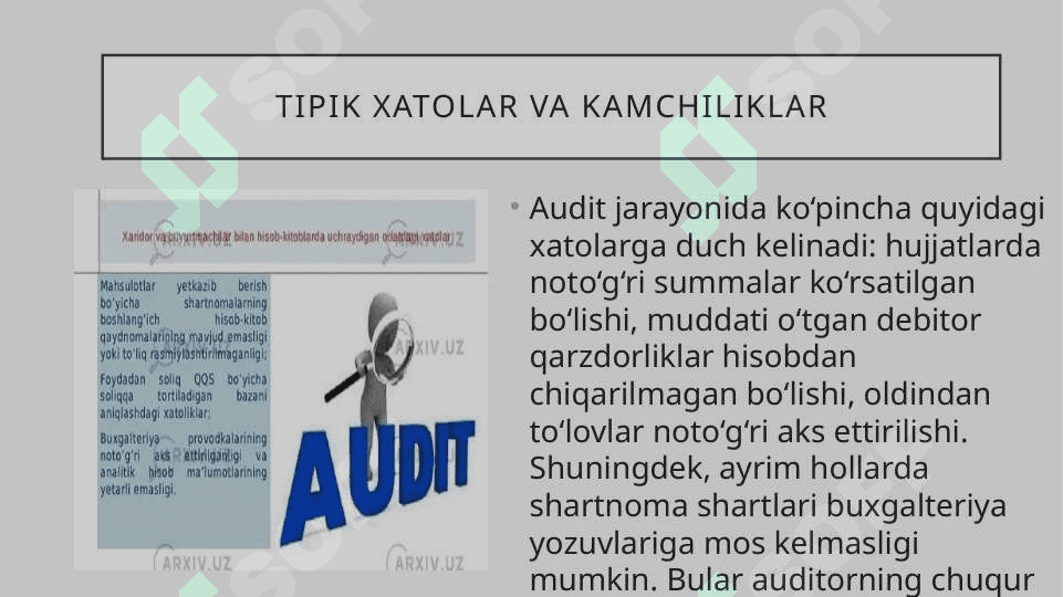 Xaridorlar va buyurtmachilar bilan hisoblashishlar autidi 8