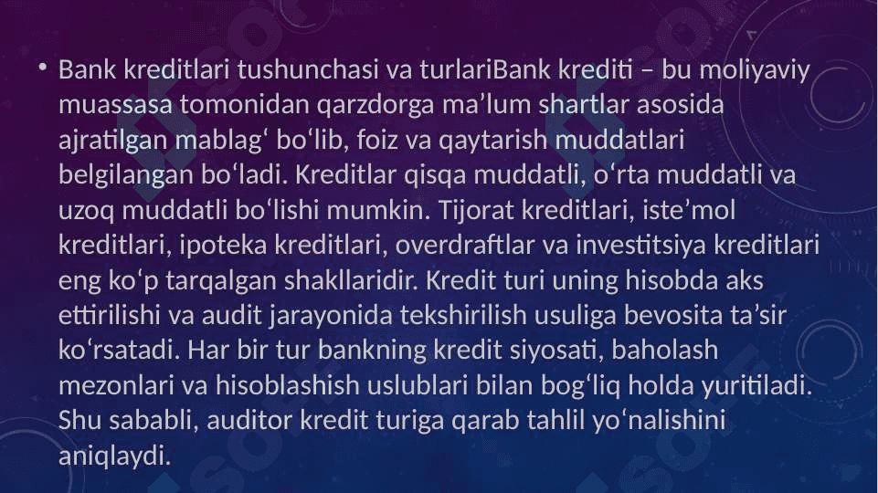 Bank kreditlari böyicha hisoblashishlar auditi 3