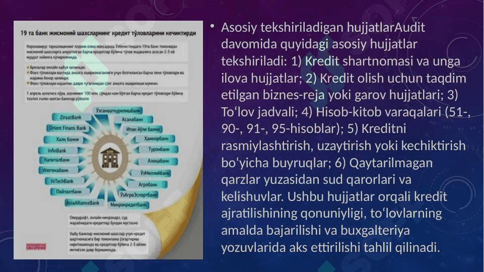 Bank kreditlari böyicha hisoblashishlar auditi 6