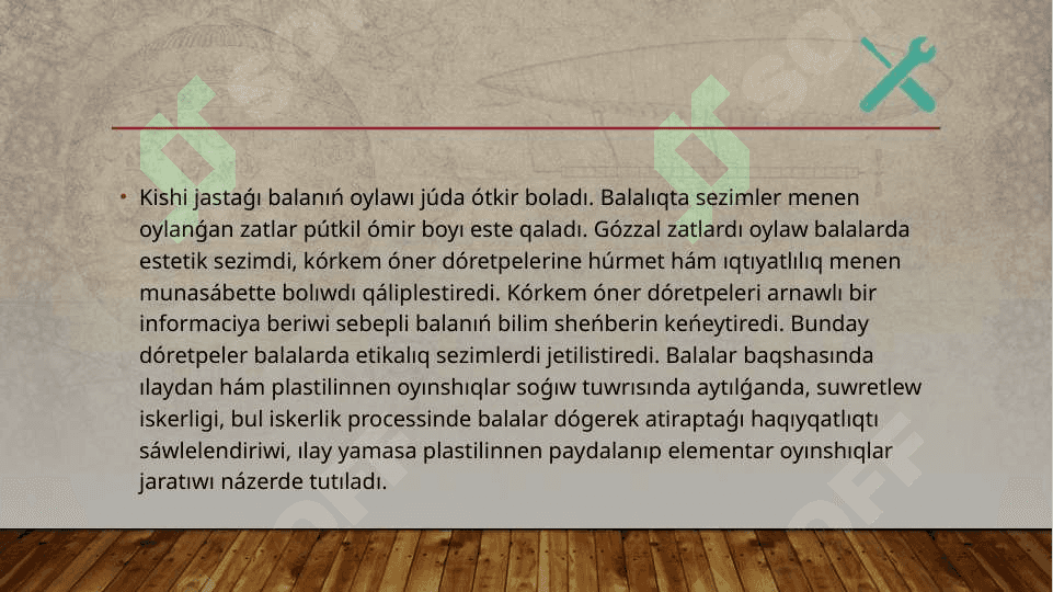 Orta toparlarda balalardi ilay jumisina uyretiw 7