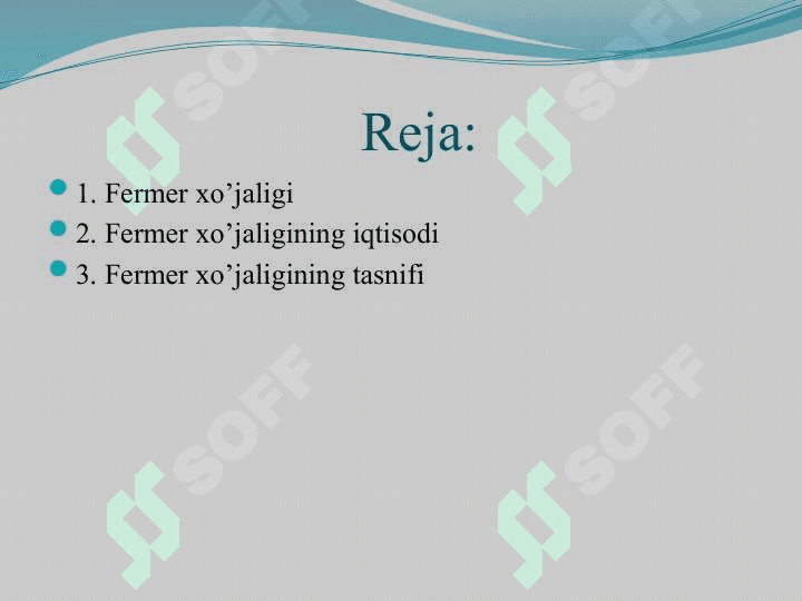 Fermer xo’jaligining tasnifi 2