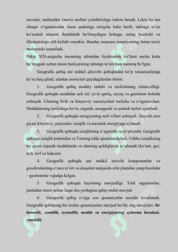 Tabiatdan foydalanishda hisobga olinishi zarur bo’lgan  qonuniyatlar’ 8