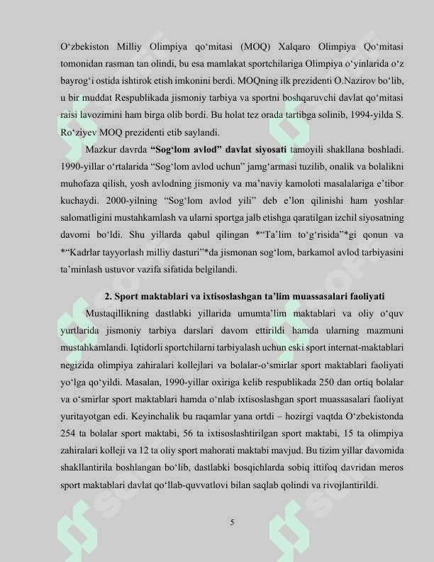 O‘zbekiston Respublikasi mustaqillik davrida jismoniy tarbiyaning rivojlanishi 5