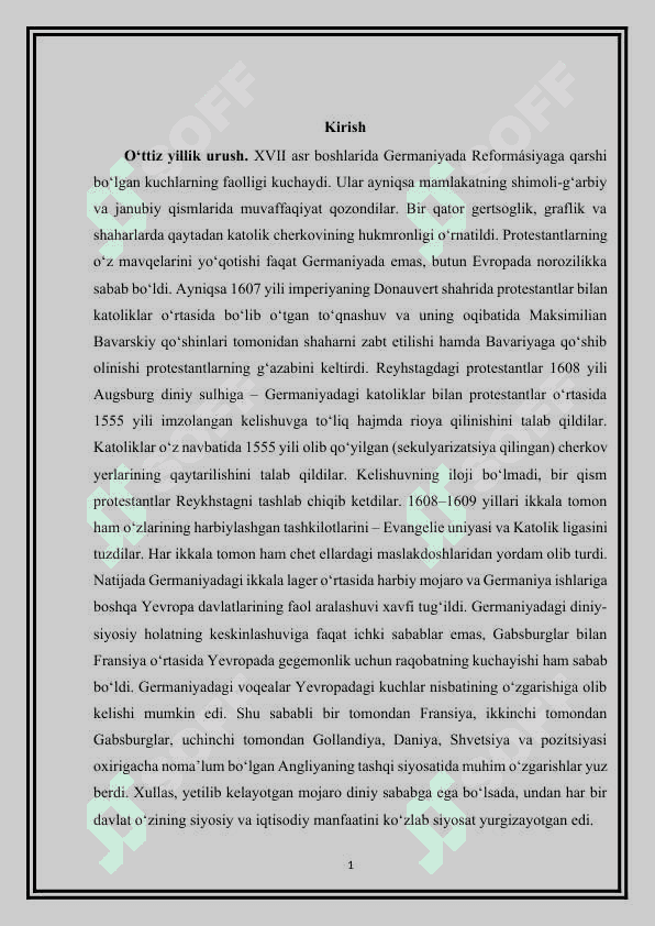 “30 yillik urush” mavzusida referat tayyorlash 2