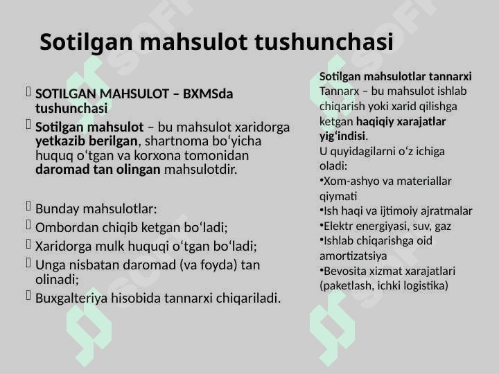 Mahsulot, tovar (ish, xizmat) lar va ularni sotish hisobi 5